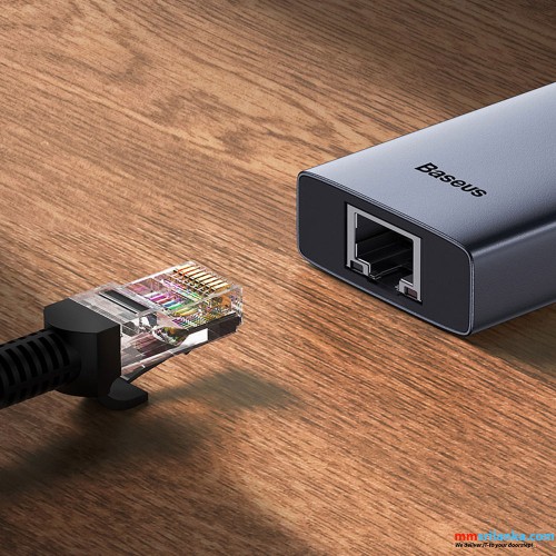 Baseus 4-Port HUB Flite Series Type-C to USB3.0*3 + RJ45*1- Space Grey